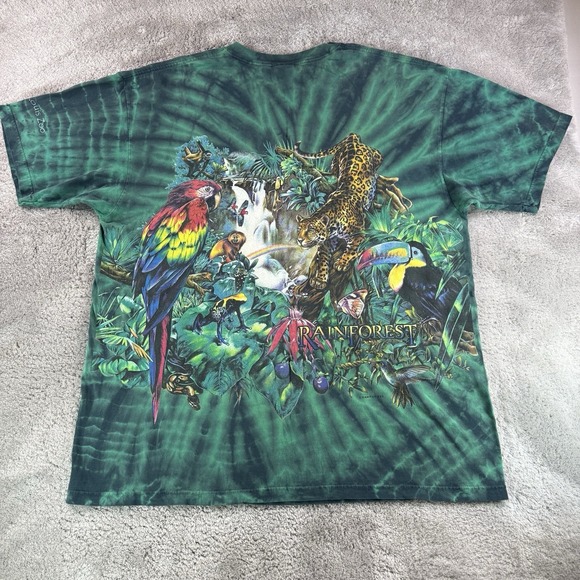 Vintage 90's Rainforest Saint Louis Zoo T Shirt 2XL Tie Dye Double Sided Graphic - Picture 2 of 10